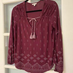 Lucky Brand Maroon long sleeved blouse